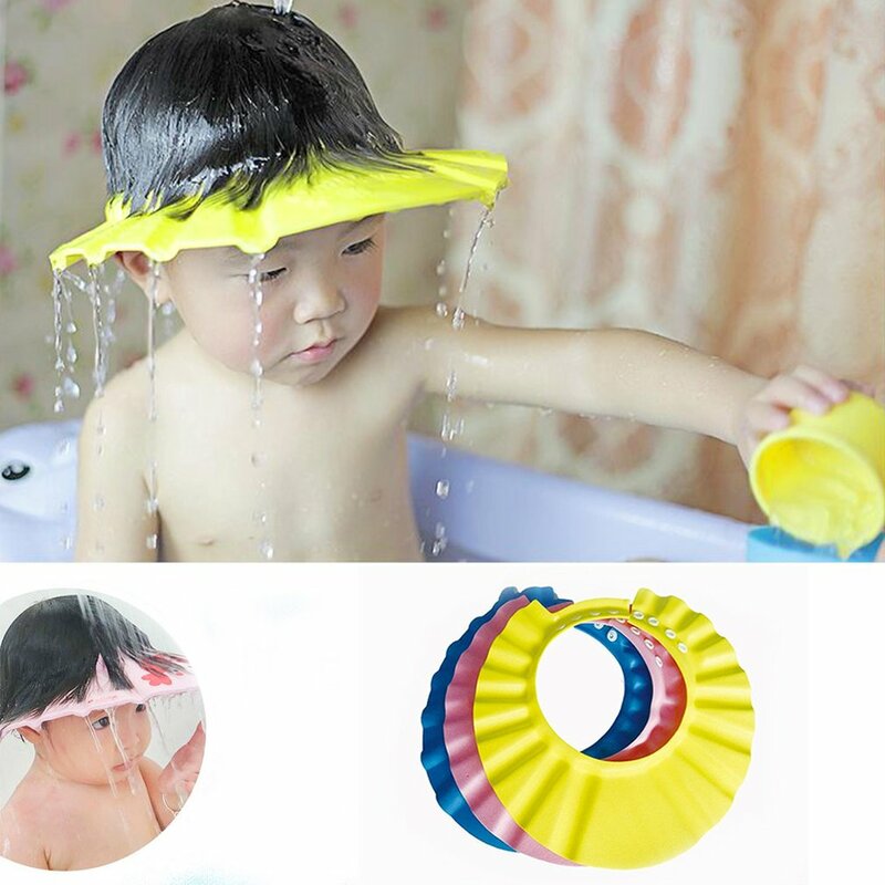 Baby Children Kids Safe Shampoo Bath Bathing Shower Cap Hat Wash Hair Shield Ajustável Elastic Shampoo Cap