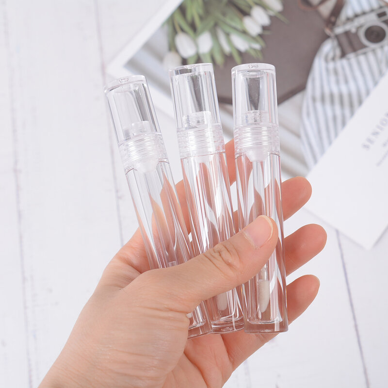 1PC 3.5ml Empty Transparent Lipgloss Containers Tubes Round Clear Cosmetic Lipgloss Tube Packaging Lip Gloss Tubes with Wand