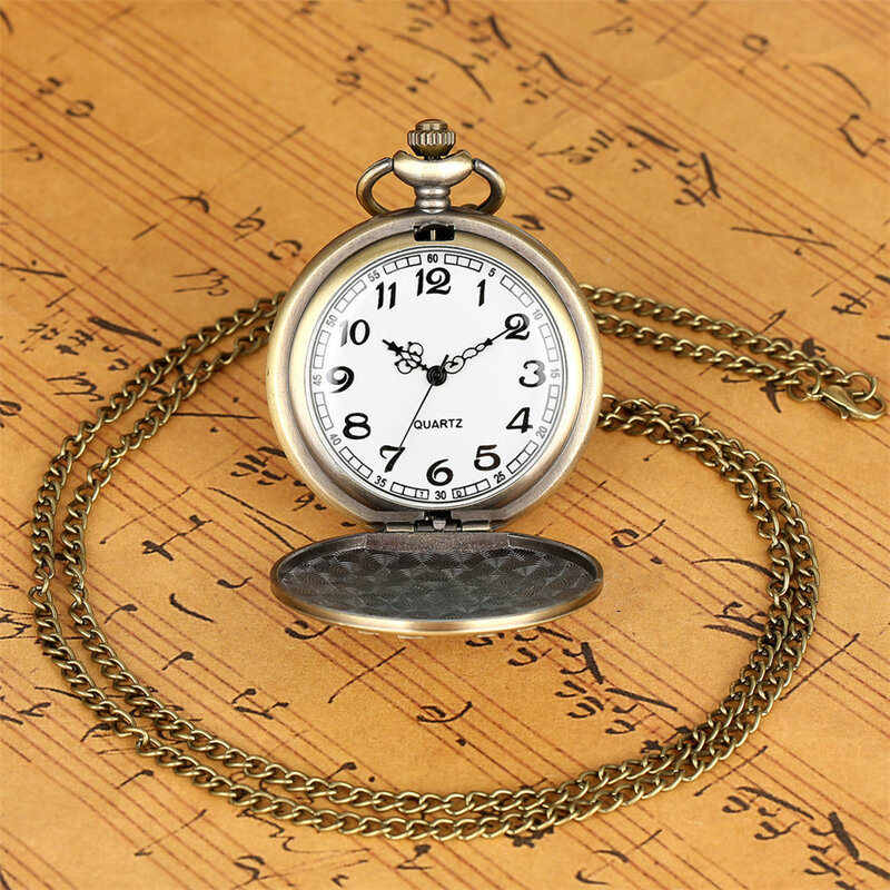 Reloj de bolsillo de cuarzo con diseño de vehículos agrícolas de bronce antiguo, relojes colgantes de collar y suéter con exhibición de números árabes Retro