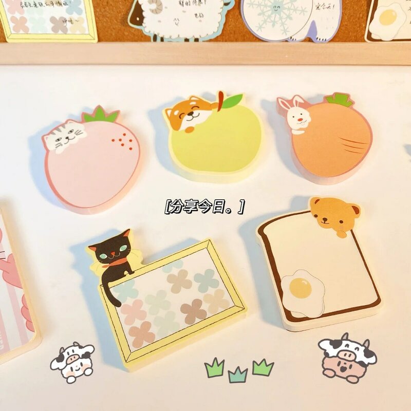 Papeterie coréenne Kawaii N Times, étiquette autocollante chat mignon, fourniture scolaire, marque-page, bloc-Notes chaton, 65 feuilles