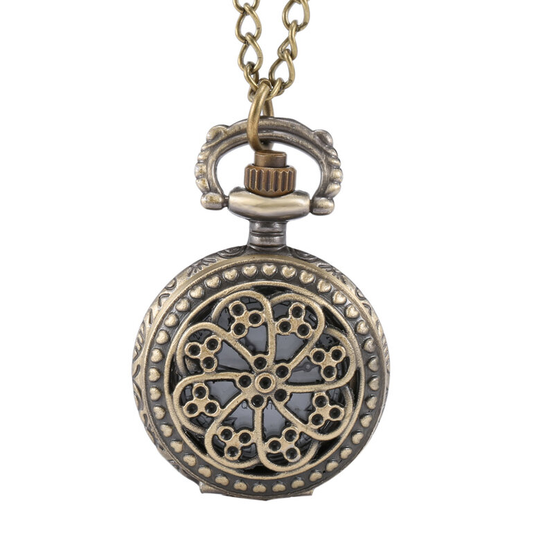 Reloj de bolsillo Vintage de aleación para mujer, colgante de flores ahuecado Retro, suéter, collar, cadena, relojes, regalo EIG88
