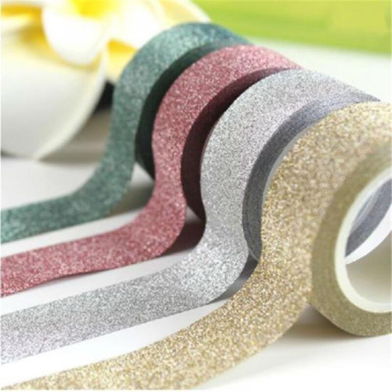 Fita adesiva japonesa de cores sólidas com glitter arco-íris 3m, para decoração, scrapbooking e washi, adesivo de impressão diy