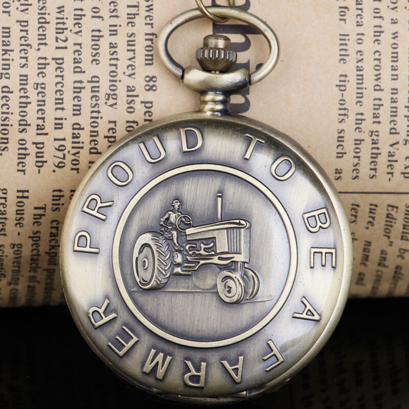 Boer Auto Tractor Quartz Pocket Horloge Vintage Steampunk Fob Horloges Mannen Vrouwen Ketting Hanger Klok Tijd Met Ketting