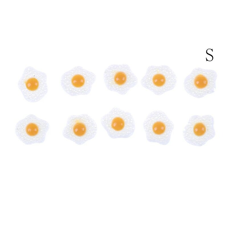 10PCS S L Diy 수 지 튀긴 계란 흰 계란 플랫 백 카보 숑 인형 집 미니어처 음식 DIY Scrapbooking 1:12