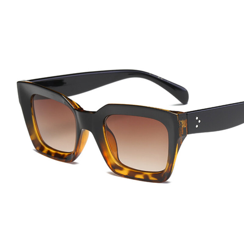 Солнечные очки в винтажном стиле Uv400 женские, солнцезащитные аксессуары в квадратной оправе, большие, с защитой от ультрафиолета, чёрные