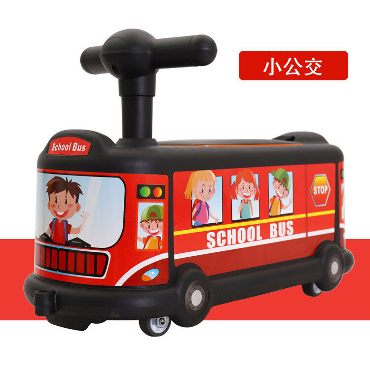 Bus Cartoon Children's Twisting Car 1-3 Years Old Baby Rolling Car Universal Silent Roller Skating Ride on Toys