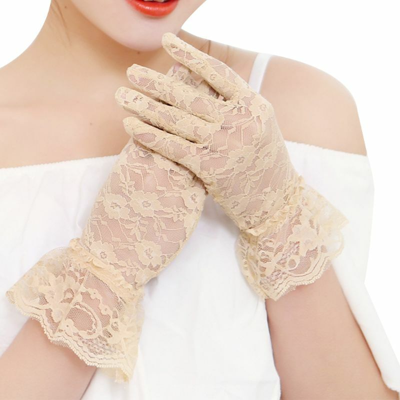 Gaun pesta renda wanita sarung tangan renda wanita sarung tangan pernikahan aksesori sarung tangan renda wanita jari penuh
