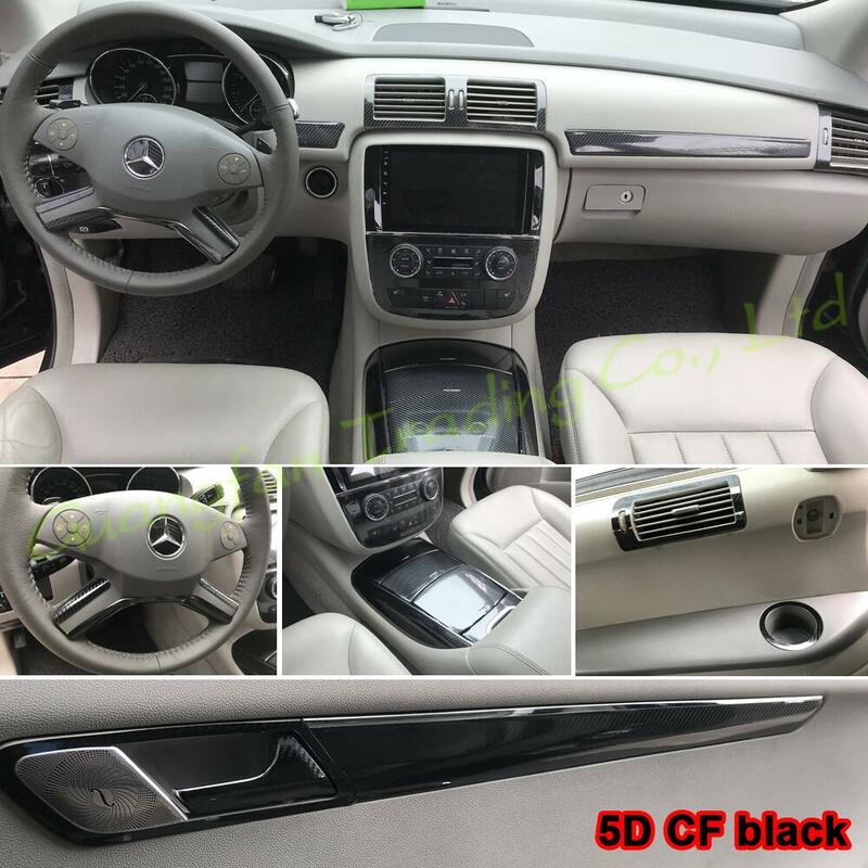 Pegatina Interior de fibra de carbono para coche, calcomanías de moldura que cambian de Color, para Mercedes Clase R W251 2006-2017