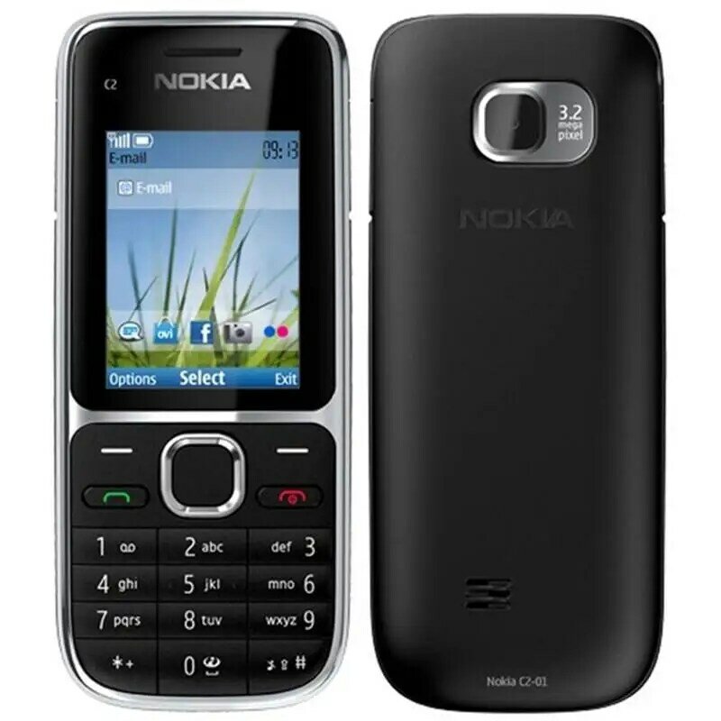 Nokia-C2 C2-01 GSM Celular, Celular Desbloqueado, Teclado Inglês e Hebraico, Suporte Kosher Stamp, 2G, 3G