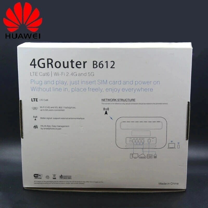 Разблокированный Wi-Fi роутер Huawei B612s-51D 300 Мбит/с 4G LTE CPE с поддержкой слота для SIM-карты Pk B715 B525