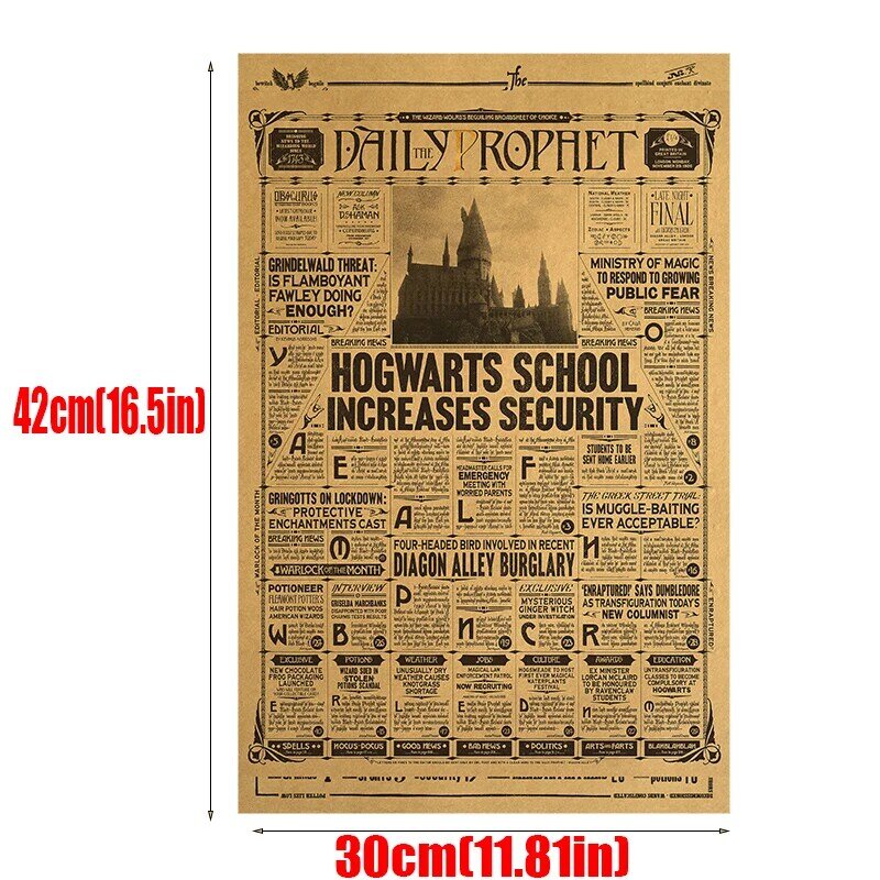 Plakat filmowy feniks Potter Dumbledore Harried magiczny świat mapa dekret edukacyjny Vintage Retro Prop dostaw malarstwo dekoracyjne