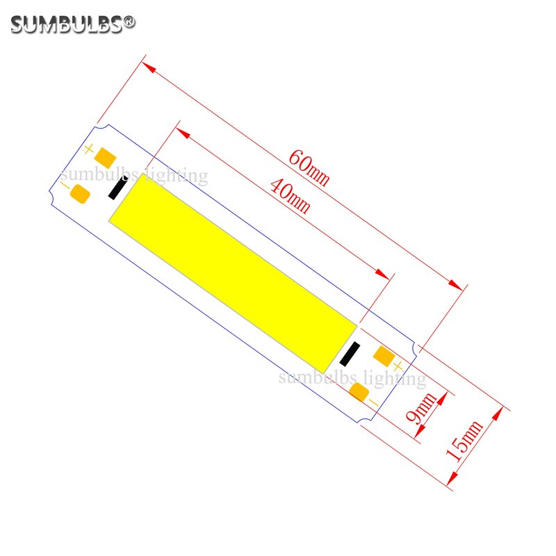 SUMBULBS 5V wejście cob led pasek W kształcie żarówki źródło światła dla majsterkowiczów USB led oświetlenie 2W 60*15mm 6cm lampa na barek chip ciepły zimny biały