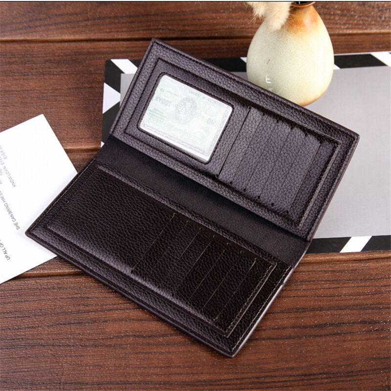 2024 new wallet men's long fashion business wallet wallet multifunctional lychee pattern soft leather wallet for men