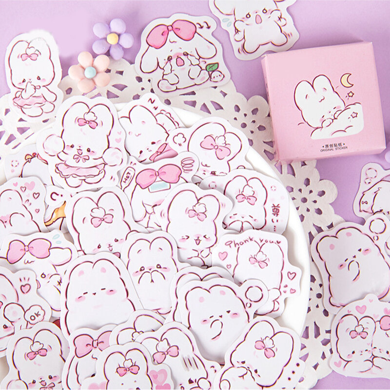 귀여운 토끼 데일리 카와이 장식 스티커 플래너 스크랩북 문구 한국 일기 스티커, 45 개/상자