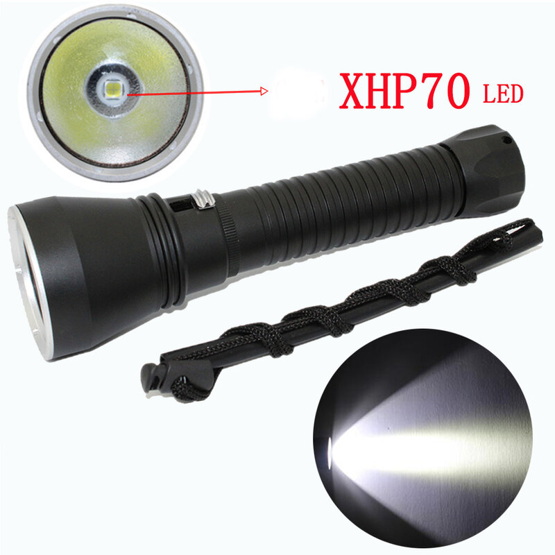 Luz Blanca XHP70 LED para buceo, linterna de 4000 lúmenes para buceo, linterna táctica subacuática para caza, 26650