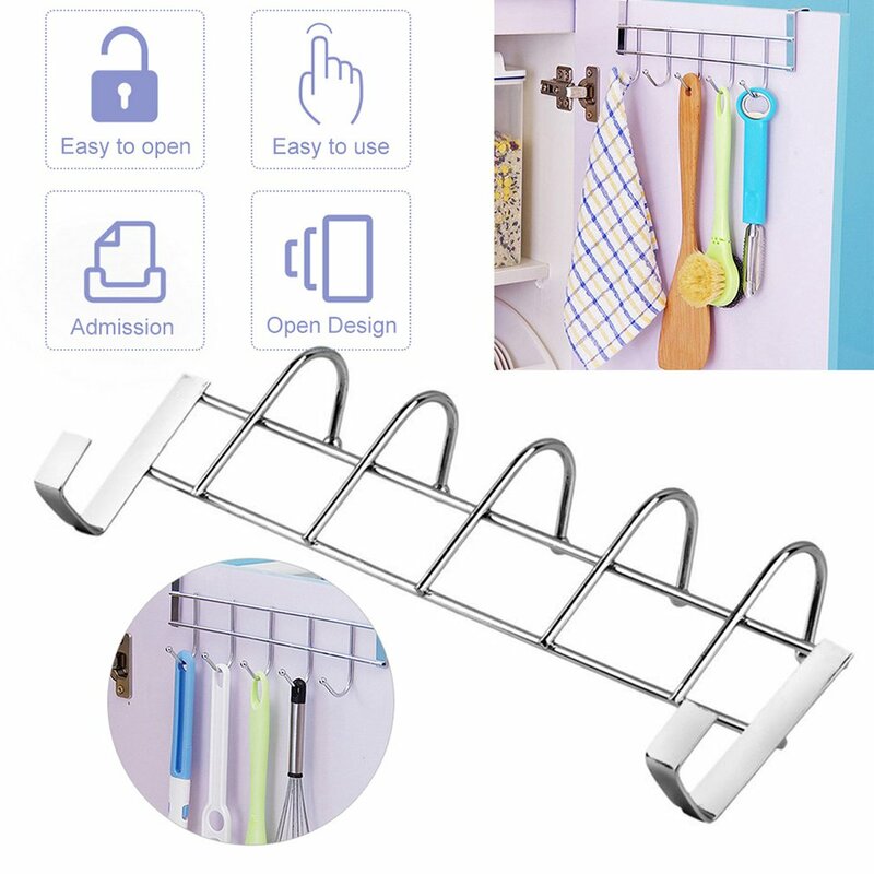 Eco-Friendly Silver Metal Over Door Home Bathroom Kitchen Coat Hook Hanger Towel Hanger Robe Hook Wall Mounted Hooks & Rails