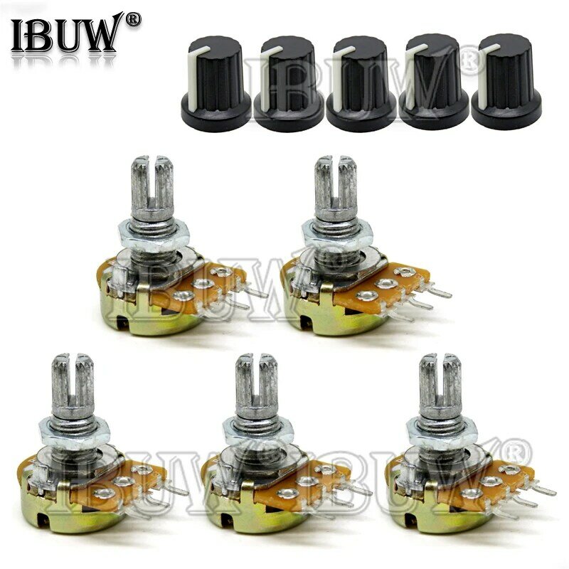 5 sets 5PCS+5PCS WH148 B1K ~ B1M ohm 1K 1M 2K 5K 20K 50K 10K 3Pin 15mm Terminal Linear Taper Rotary potentiometer for Arduino
