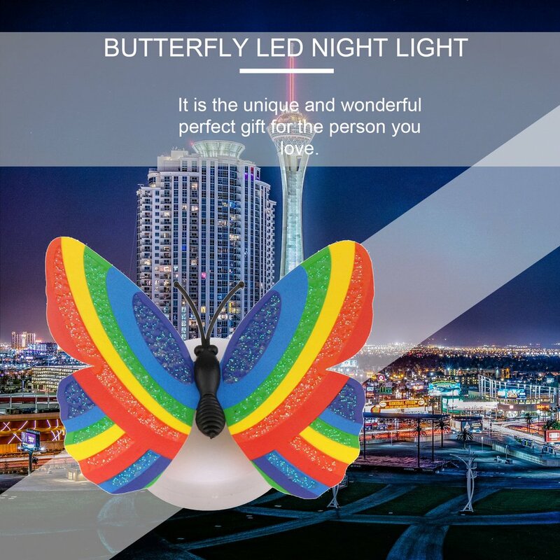 Luz noturna de led borboleta 3d criativa, luz noturna que muda de cor, decoração para parede de sala de estar, quarto, cor aleatória