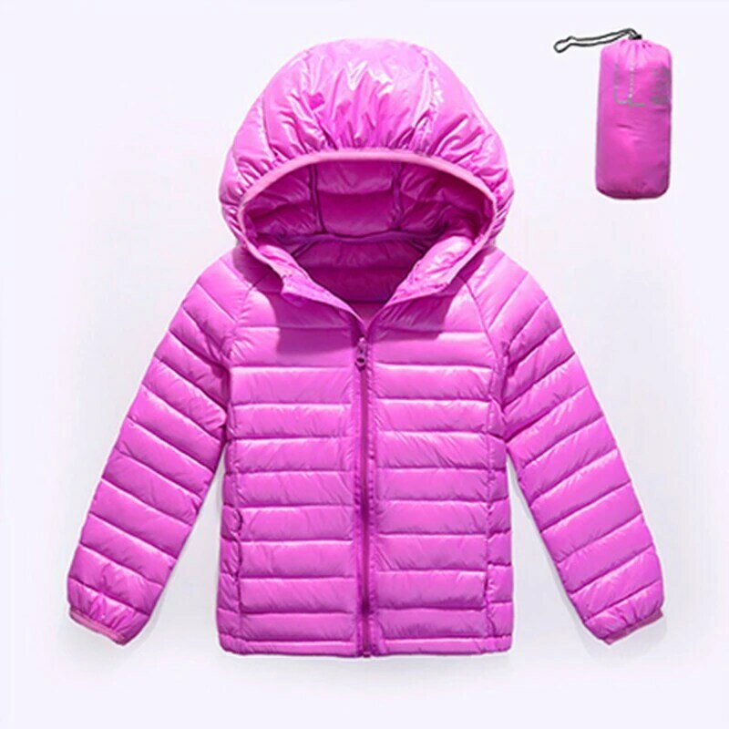 Детский пуховик на утином пуху, для девочек, светильник, пуховая куртка, Детская верхняя одежда с капюшоном, пальто на осень и зиму