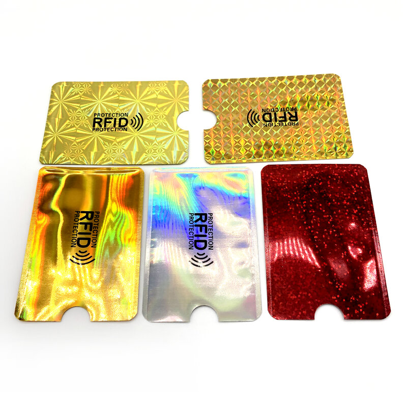 도난 방지 카드 홀더, 알루미늄 호일 RFID 케이스, 카드 홀더 보호 은행 카드 세트 차폐 가방, NFC, 5 개입