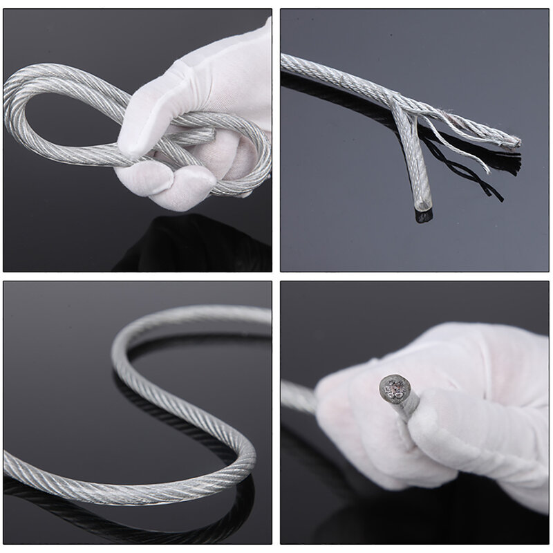 PVC Coated Wire Rope 7*7 304 Stainless Steel Flexible Cable Clothesline 0.8mm 1mm 1.2mm-5mm Soft Cable Transparent Wire Rope
