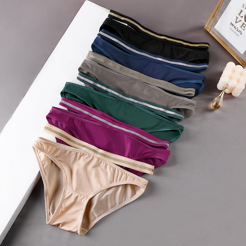BANNIROU – culottes sans couture pour femmes, sous-vêtements Sexy, Lingerie de sport, Bikini en soie glacée, intimes, 3 pièces