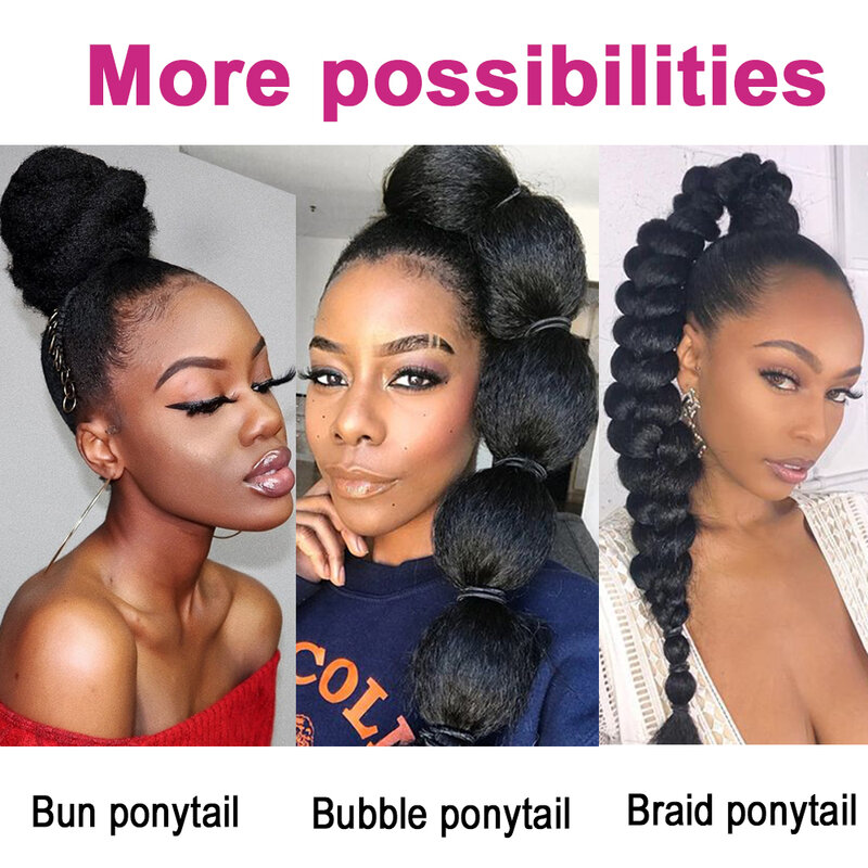 30 cali syntetyczne długie Afro Puff Wrap wokół kucyk peruka naturalne włosy perwersyjne proste sznurkiem kucyki z klipsem gumką