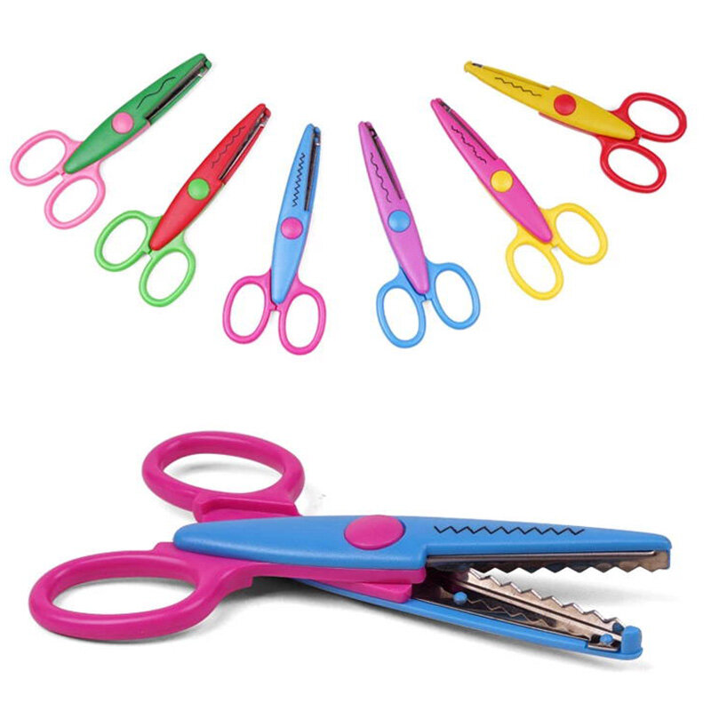 Laciness Scissors Metal And Plastic DIY Scrapbooking Photo Colors Scissors Paper Lace Diary Decoration Safety Scissors
