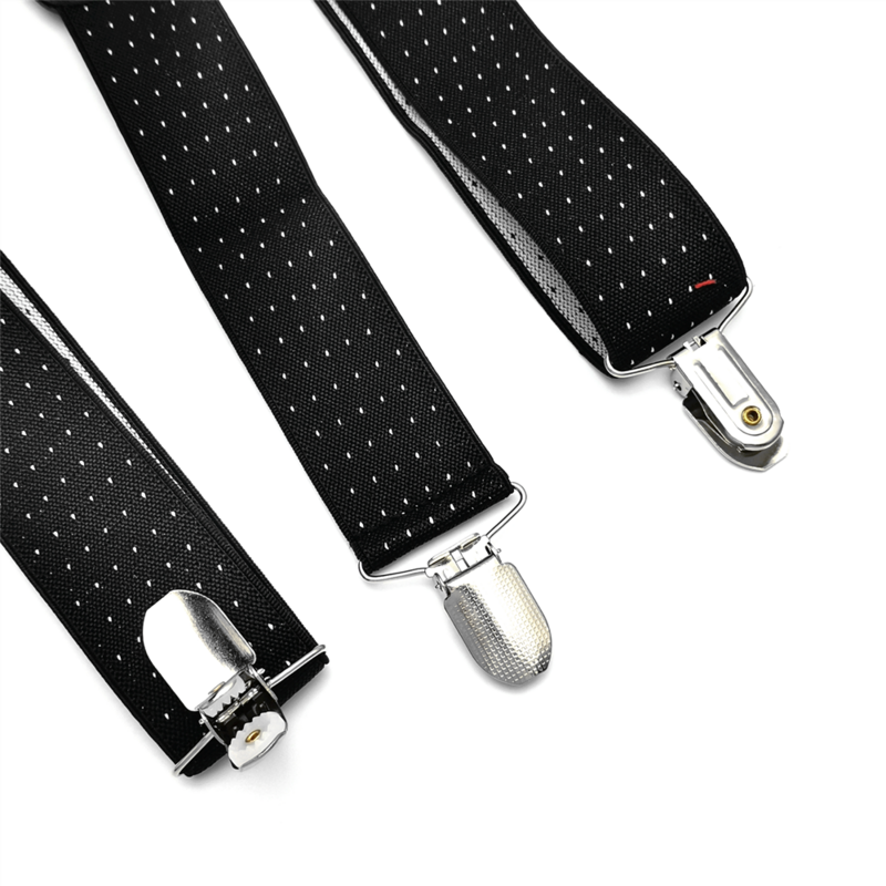 Men Dots Suspenders Large Size 3.5 Width Y-Back Suspender for Wedding Elastic Adjustable  Braces 3 Clips On