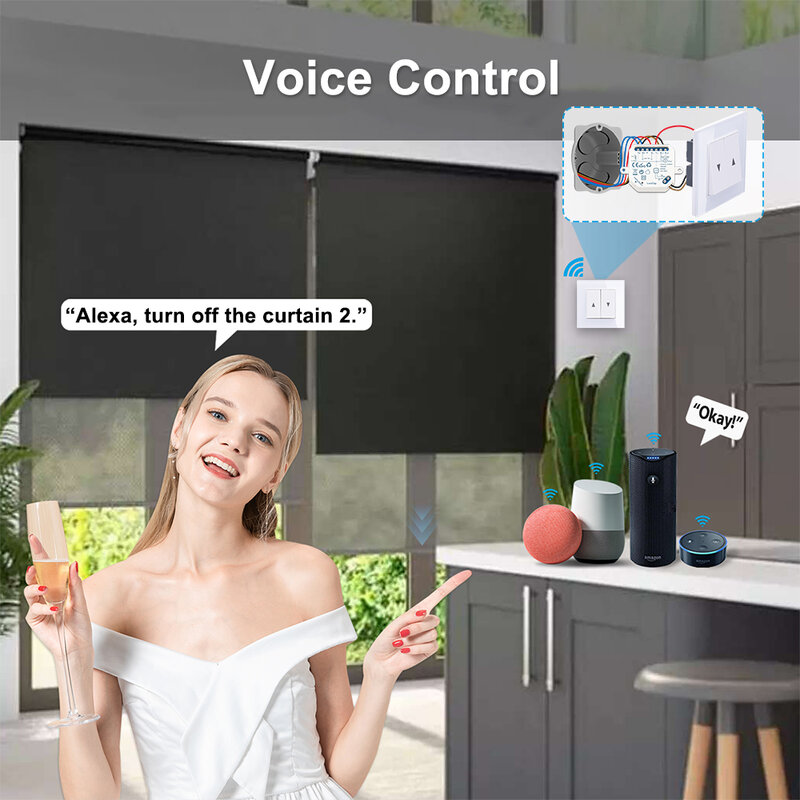 LoraTap Tuya ผ้าม่านผ้าม่านลูกกลิ้งชัตเตอร์มอเตอร์ 'S สวิทช์โมดูลรีเลย์2ช่องรีโมทคอนโทรล Google Smart Home App DIY