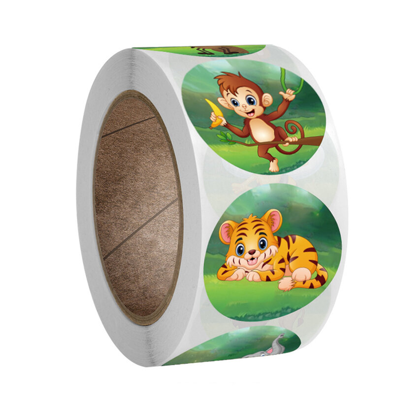 50-500Pcs Zoo Dieren Cartoon Stickers Voor Kinderen Klassieke Speelgoed Sticker School Leraar Beloning Sticker 8 Ontwerpen Patroon tijger