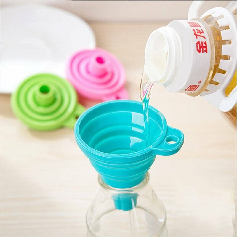 Portable Collapsible Silicone Safe Funnel Creative Household Items Candy Long Neck Funnel Silicone Folding Funnel