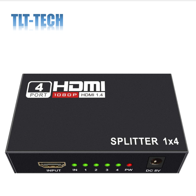 1x4 Ports HDMI 1.4 Splitter 1 in 4 Out Powered 4K/2K Full Ultra HD 1080p and 3D Support