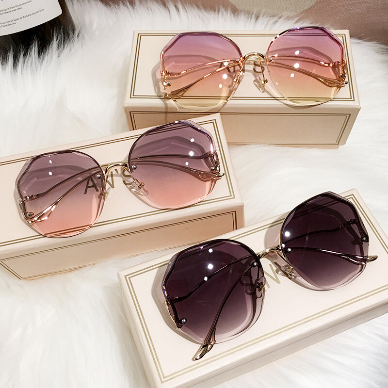 MS 2021 새로운 여성 선글라스 무테 UV400 브랜드 디자이너 고품질 그라디언트 태양 안경 여성 oculos 상자