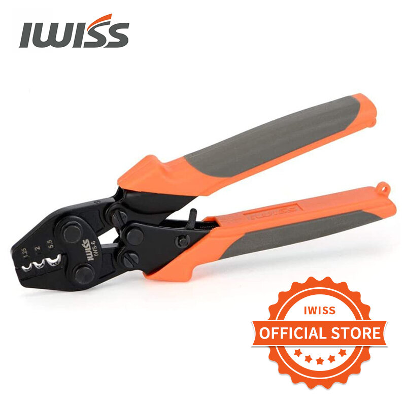 IWISS IWS-6 Crimping Plier Crimper for AWG16-10 Non-Insulated Terminals and Butt/Spice/Open/Plug Connectors Mini Hand Tool