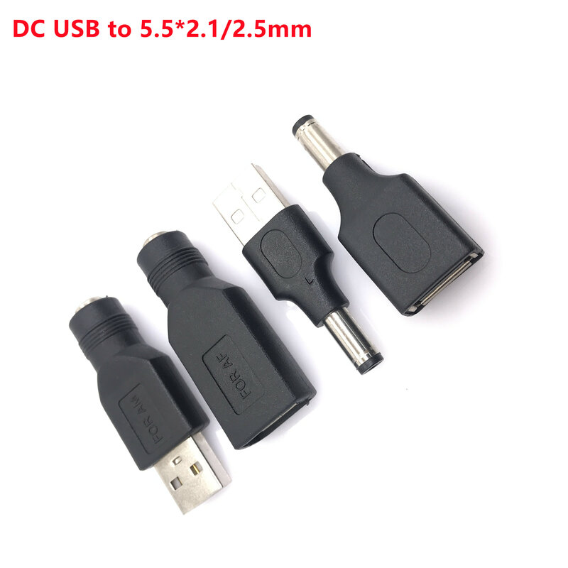 1 pz comunemente usato USB set 5.5*2.1mm jack femmina a USB 2.0 spina maschio alimentazione cc adattatore connettore maschio-femmina