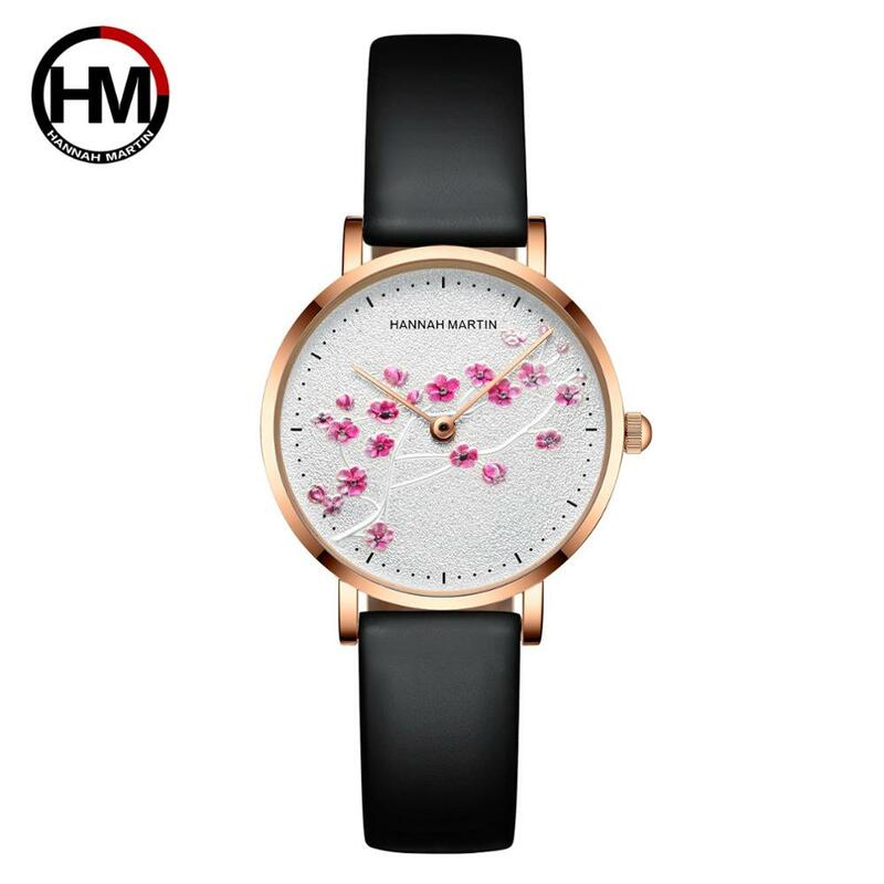 การเคลื่อนไหวควอตซ์ญี่ปุ่น10D Red Plum Blossom ของแท้หนังหญิงนาฬิกาสุภาพสตรีนาฬิกาข้อมือนาฬิกาออกแบบใหม่นาฬิกาสำหรับสตรี