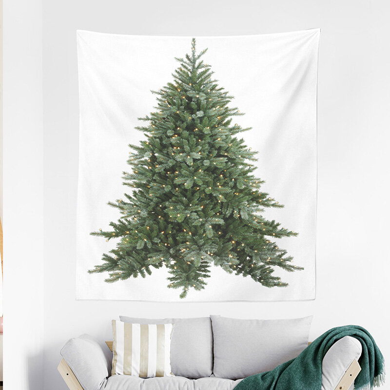 Tapiz con estampado de árbol de Navidad, decoración de Navidad, fondo de tela, 1 pieza