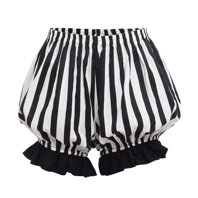 Pantalones cortos a rayas de calabaza para mujer, bombachos de Lolita, Cosplay Vintage