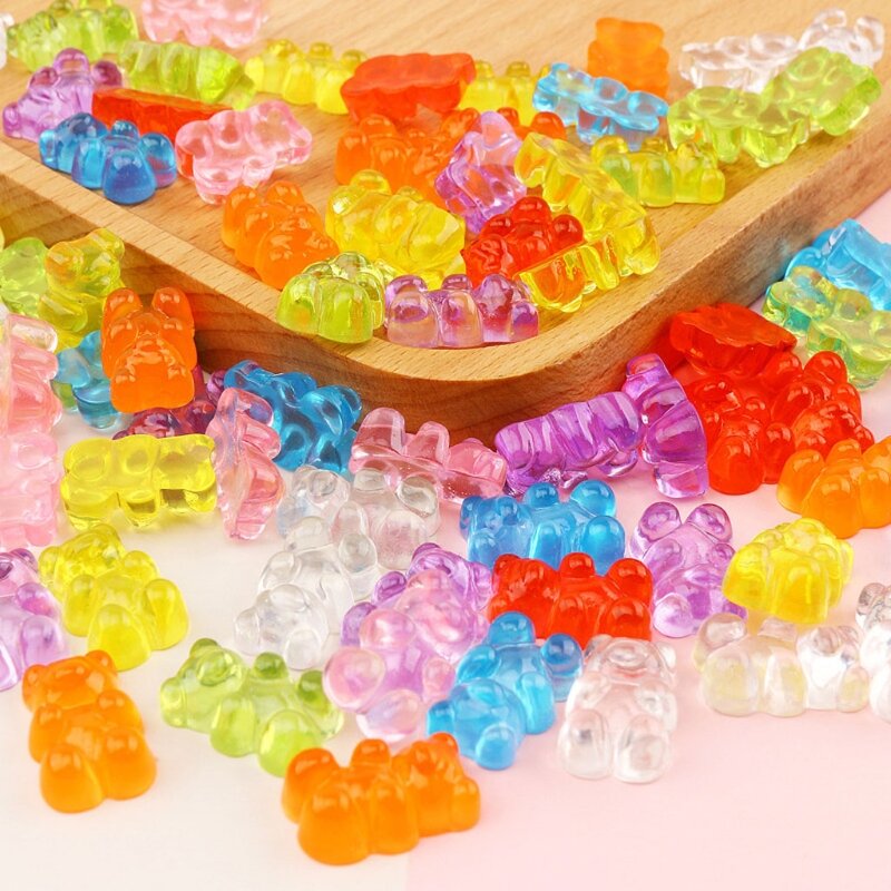 5Pc น่ารักหมีเล็บซิลิโคน Mini Gummy Bear Mold Candy หมีเรซิ่นหัตถกรรม XXFB