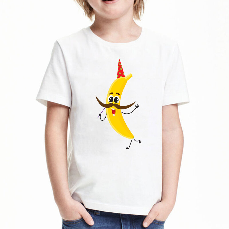 Camisa do menino da forma da amizade dos desenhos animados da melancia da banana do gráfico t camisa dos meninos roupas dos miúdos meninas camisas da menina