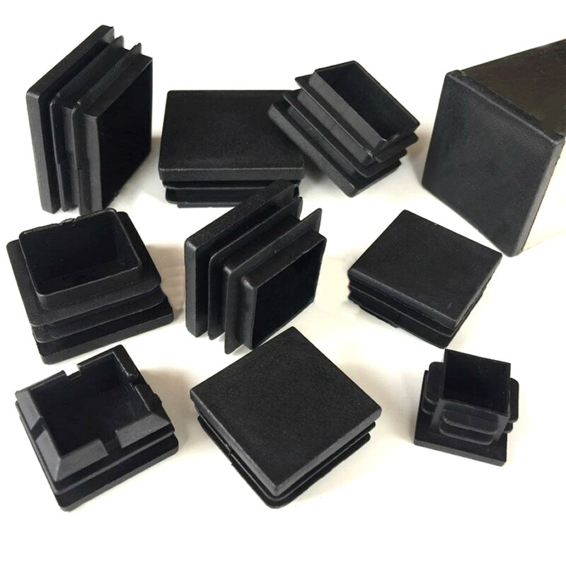 Bouchon carré en plastique noir, 2/4/10 pièces, pour Tube, bouchon d'insertion, 10-100mm