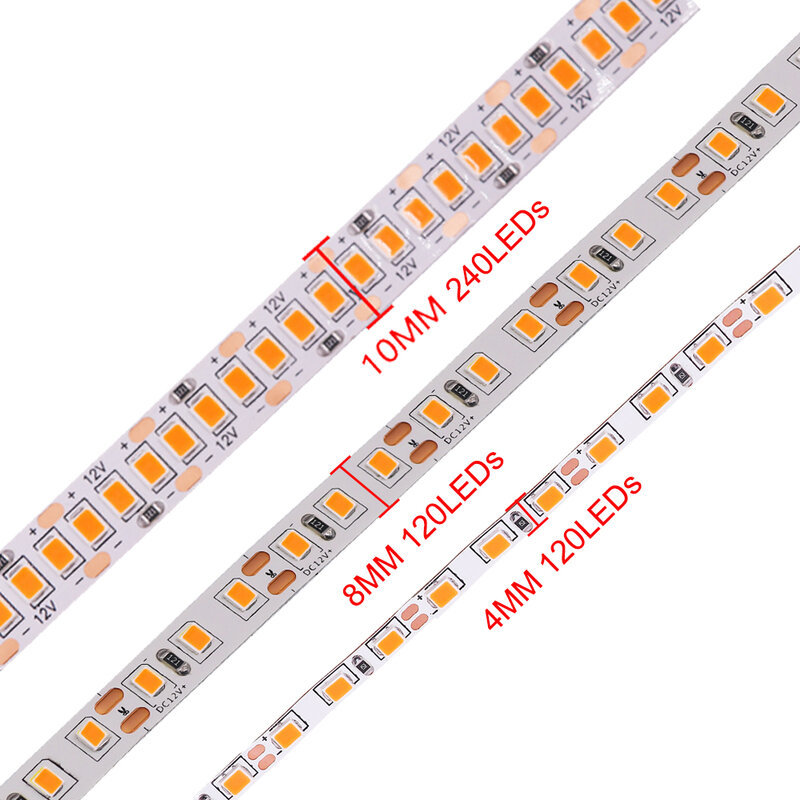 4Mm 10Mm Breedte Led Strip Licht 12V Oranje 2835 Smd 120/240Leds/M Flexibele led Lint Tape Touw Licht Voor Backlight Decoratie 5M
