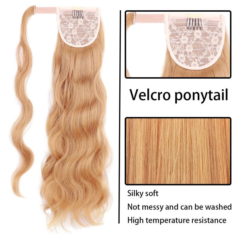 XINRAN – Extensions de cheveux synthétiques à Clip pour femmes, queue de cheval ondulée, noire, Blonde et rouge