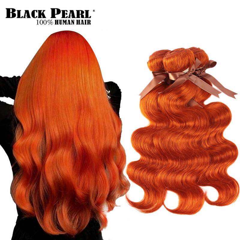 Черные жемчужные оранжевые волнистые бразильские волосы, искусственные человеческие волосы для наращивания, от 8 до 28 дюймов, Реми, 100% человеческие волосы, искусственные волосы