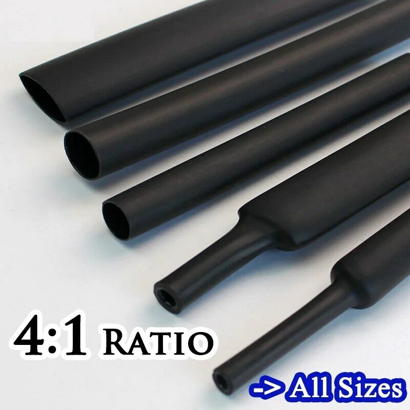 4/6/8/12/16/18/20/24/32/40/52MM 4:1 ratio Heat Shrink Tube with Glue Dual Wall Adhesive Tubing Sleeve Wrap Wire Cable kit