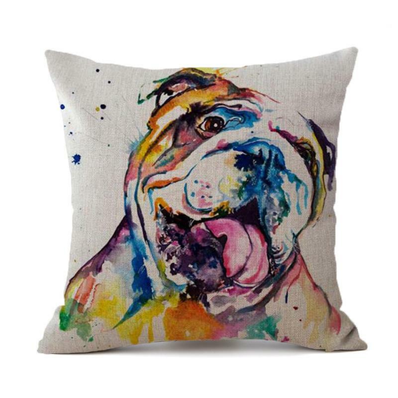 Funda de cojín con estampado de perro Bulldog francés, funda de almohada de lino para decoración del hogar