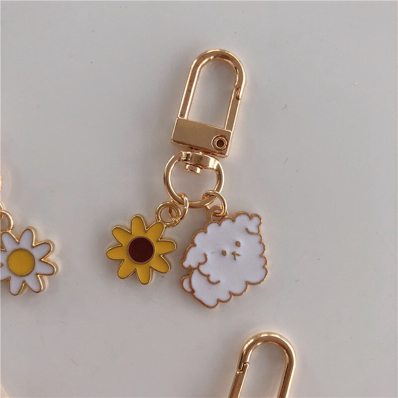การ์ตูนแมวน่ารักแมวพวงกุญแจดอกไม้ดวงอาทิตย์ Key Chain น่ารัก Charm คีย์ผู้ถือ Trinket กระเป๋าจี้ของขวัญเด็ก