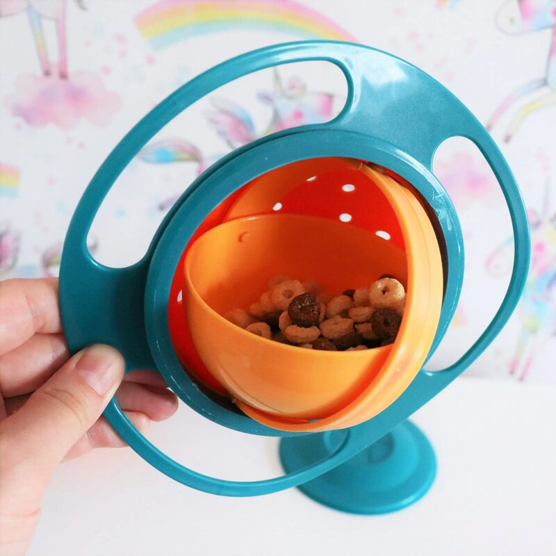 Mangkuk makan bayi Universal, mangkuk Gyro desain praktis putar anak-anak, payung Gyro baru 360 tahan tumpahan