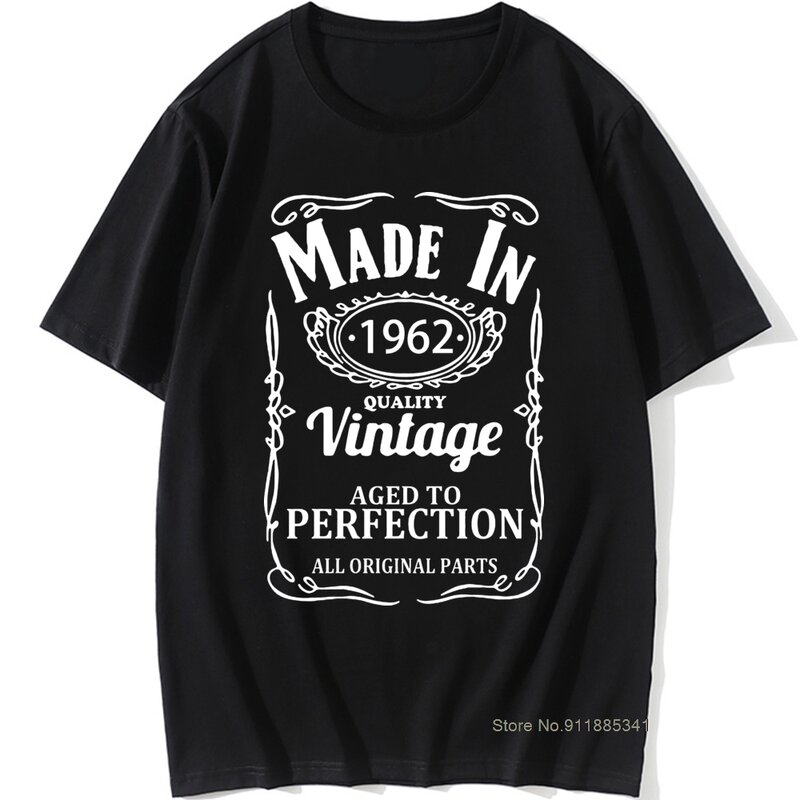 1962 년형 빈티지 메이드 인 티셔츠, 생일 선물, 재미있는 유니섹스 그래픽 빈티지 쿨 코튼 반팔 디자인, o-넥 아버지 티셔츠